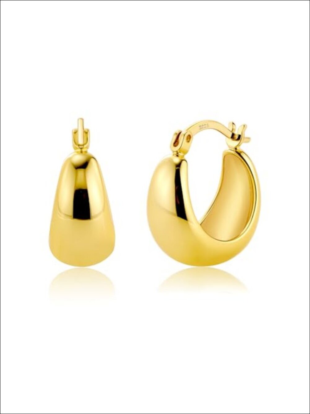 Chunky Hoop Earrings 14K Gold Plated Sterling Silver Huggie Leverback